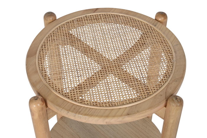 DKD Home Decor Mesita Auxiliar Paulownia y Ratán Natural DKD Home Decor Mesita Auxiliar Paulownia y Ratán Natural