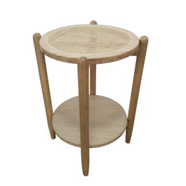 DKD Home Decor Mesita Auxiliar Paulownia y Ratán Natural