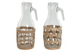 DKD Home Decor Jarra Cristal Fibra Natural 1,5L
