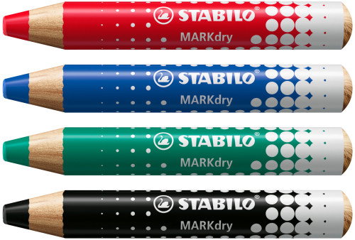 Stabilo MARKdry Marcador en Seco para Pizarra Blanca y Papel, Surtido de 4 Unidades, Estuche con Accesorios Stabilo MARKdry Marcador en Seco para Pizarra Blanca y Papel, Surtido de 4 Unidades, Estuche con Accesorios