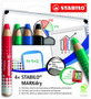 Stabilo MARKdry Marcador en Seco para Pizarra Blanca y Papel, Surtido de 4 Unidades, Estuche con Accesorios