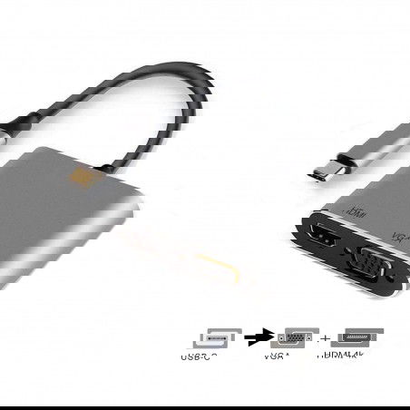 Ewent EW9700 Adaptador USB-C a HDMI 4K y VGA Plug and Play