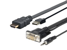 Vivolink Cable HDMI+VGA+USB+3.5mm 1.0m Negro