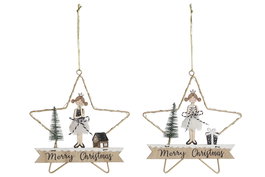 DKD Home Decor Decoración Colgante Navidad Moderna Blanco Negro 2 x 19 x 19.5 cm (12 Unidades)