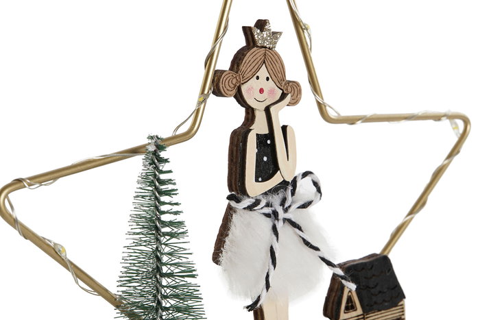 DKD Home Decor Decoración Colgante Navidad Moderna Blanco Negro 2 x 19 x 19.5 cm (12 Unidades)