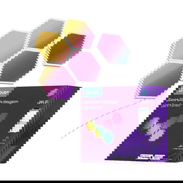 Govee Glide Hexa Light Panels - 5 Paneles de Luz LED RGBIC Inteligentes para Pared, Wi-Fi y Bluetooth, Control por App y Compatible con Alexa, Google Assistant y HomeKit