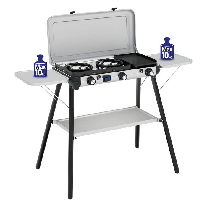 Campingaz Kitchen 2 Multi Cook Plus - Parrilla Portátil Plegable 3 Zonas Capa Antiadherente - Ref. 2213312
