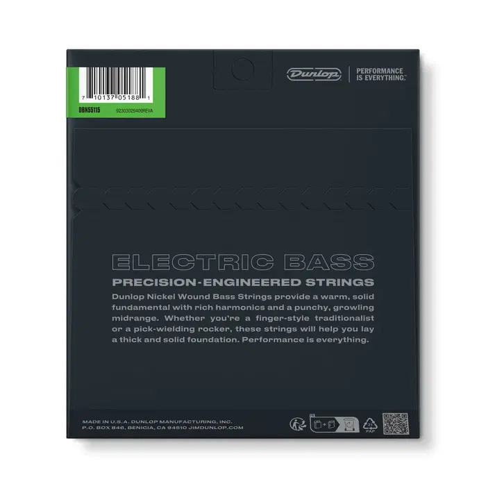 Dunlop Juego Bajo Nickel Low Tension 55-115 Cuerdas para Bajo Eléctrico Dunlop Juego Bajo Nickel Low Tension 55-115 Cuerdas para Bajo Eléctrico