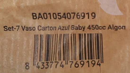 Algon Set 7 Vasos de Cartón Azul Baby 450 cc (9x13.5x9 cm) (16 Unidades)