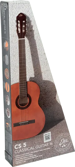 Eko Guitarra Clásica 3/4 CS-5 Natural Pack para Niños y Adolescentes con Funda, Afinador y Púas