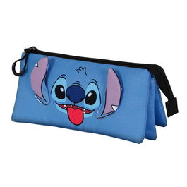 Disney Lilo y Stitch Estuche Portatodo Triple Cool Azul con 3 Compartimentos y Cierre Cremallera