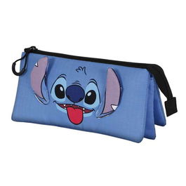 Disney Lilo y Stitch Estuche Portatodo Triple Cool Azul con 3 Compartimentos y Cierre Cremallera
