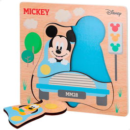WOOMAX Puzzle Madera Mickey Minnie Disney 21x21cm +12 meses 4 piezas