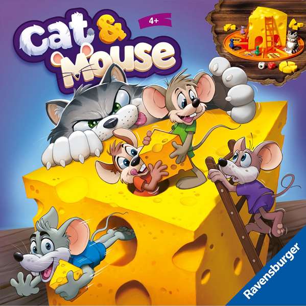 Ravensburger Juego de Mesa Cat & Mouse - Recoge 5 Cuñas de Queso para Ganar - A Partir de 8 Años - Multilingüe (Alemán, Inglés, Francés, Español, Italiano, Neerlandés, Portugués)