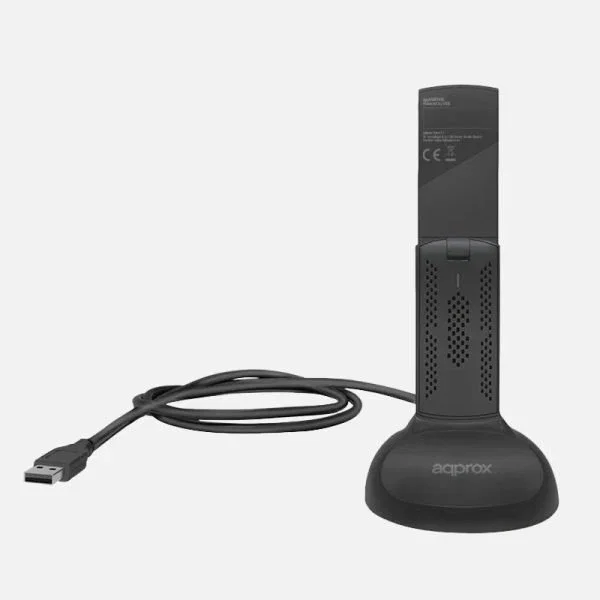 Approx APPUSB5400 Adaptador USB Wi-Fi 6E Tribanda 5400 Mbps, 802.11ax, Antena Interna, Compatible con Windows/Linux