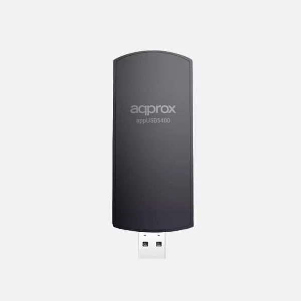 Approx APPUSB5400 Adaptador USB Wi-Fi 6E Tribanda 5400 Mbps, 802.11ax, Antena Interna, Compatible con Windows/Linux