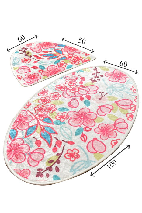 Mijölnir Dolce Oval Juego de Alfombras de Baño 2 Piezas 50x60 cm y 60x100 cm 100% Poliéster Antideslizante
