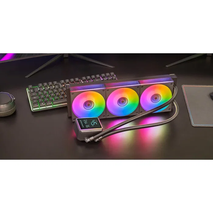 Mars Gaming ML-LCDPRO360 Kit Refrigeración Líquida CPU AIO 360mm con Pantalla LCD 2.8", 3 Ventiladores ARGB Infinity Mirror, Hasta 600W TDP, Compatible Intel/AMD (Negro)