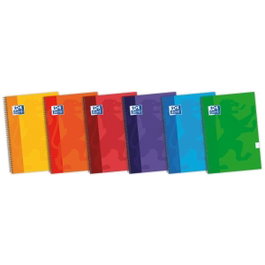 Oxford Cuaderno tapas extraduras 80h 90g cuadrícula 4x4 cuarto colores surtidos