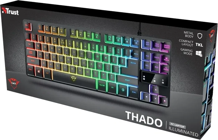Trust GXT833 Thado TKL Teclado Gaming US Cableado Membrana RGB Negro Trust GXT833 Thado TKL Teclado Gaming US Cableado Membrana RGB Negro
