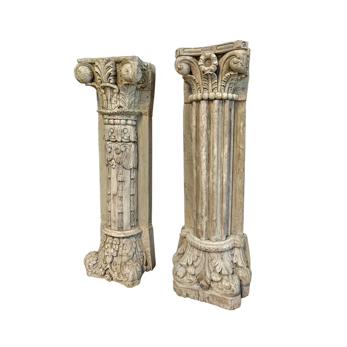 DKD Home Decor Columna de Teca Decapé Natural 35x25x123 cm
