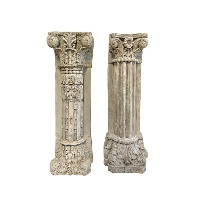 DKD Home Decor Columna de Teca Decapé Natural 35x25x123 cm