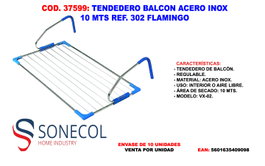 Tendedero para balcón de acero inoxidable 10 mts VX-02 REF. 302P