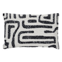 Cojín Blanco y Negro Algodón / Poliéster 40 X 60 cm (Set de 2)