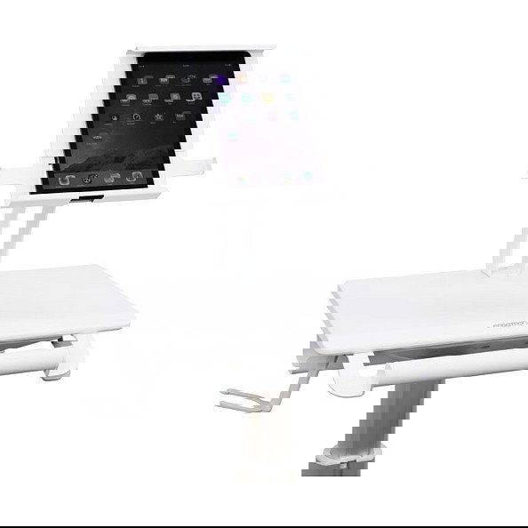 Ergotron StyleView Tablet Carro SV10 para Tablets hasta 38cm, 12 Pulgadas, Aluminio Blanco, Ajustable en Altura para Uso Sentado/De Pie, con Ruedas