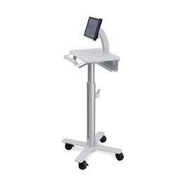 Ergotron StyleView Tablet Carro SV10 para Tablets hasta 38cm, 12 Pulgadas, Aluminio Blanco, Ajustable en Altura para Uso Sentado/De Pie, con Ruedas