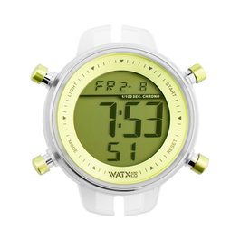 Watxandco RWA1043 Reloj Digital Unisex con Caja Transparente y Esfera Verde