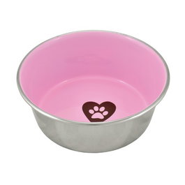 Nayeco Comedero Love Paw Acero Inoxidable Rosa, Blanco y Dorado, 0.36L