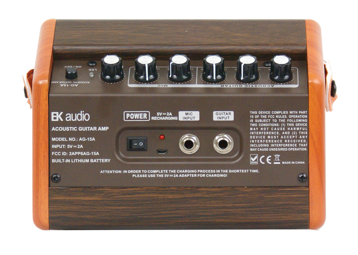 Ag15A Amplificador Guitarra Acústica Ek Audio de 15W con Batería Recargable