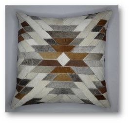 DKD Home Decor Cojines de Piel y Poliéster Camel y Gris (Pack de 2)