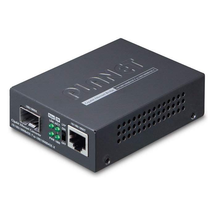 Planet GT-805A Convertidor de Fibra a Ethernet Gigabit, 2 Puertos RJ-45 (10/100/1000 Mbit/s) y 2 Puertos SFP (1000Base-LX/SX), Montaje en Carril DIN Planet GT-805A Convertidor de Fibra a Ethernet Gigabit, 2 Puertos RJ-45 (10/100/1000 Mbit/s) y 2 Puertos SFP (1000Base-LX/SX), Montaje en Carril DIN