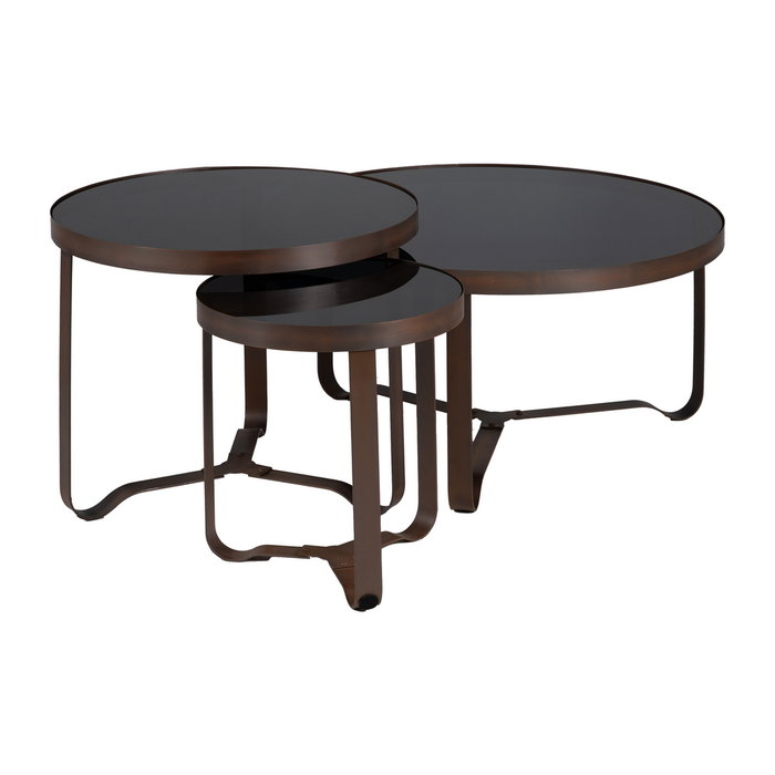 Mesita Marrón Oscuro Metal-Cristal 40 X 40 X 45 cm