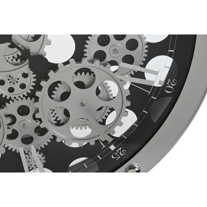 DKD Home Decor Reloj de Pared de Metal y Cristal con Engranajes