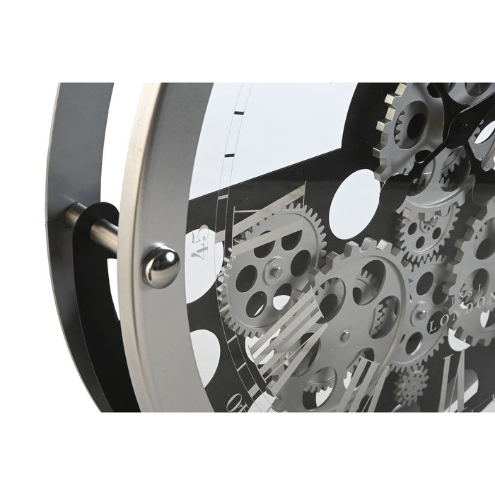 DKD Home Decor Reloj de Pared de Metal y Cristal con Engranajes