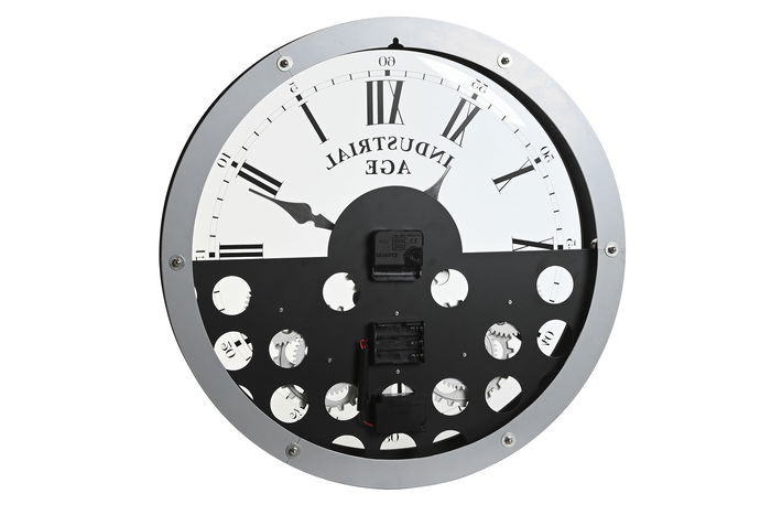 DKD Home Decor Reloj de Pared Loft, Metal y Cristal, Plateado y Negro, 8.5 x 52 x 52 cm