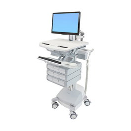 Ergotron StyleView Carro Multimedia con Articulación LCD para Pantallas hasta 24", 9 Cajones, Blanco/Gris/Aluminio