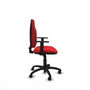 Silla de oficina Algarra con mecanismo Contacto permanente básico tapizada con Similpiel color Rojo. Equipada con Base poliamida negra, Brazos 1D y Ruedas autofrenantes