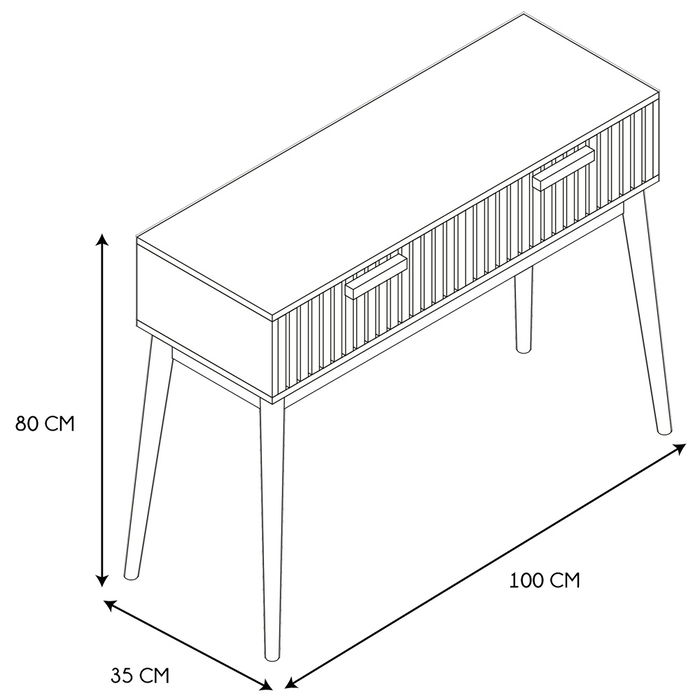 Home Deco Factory Consola Natural con 2 Cajones Klaus 100x35x80 cm