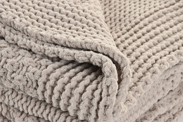 DKD Home Decor Manta de Sofá de Punto en Beige, 130x170 cm