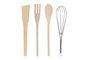DKD Home Decor Set de 5 Botes de Utensilios en Gres y Madera Blanco