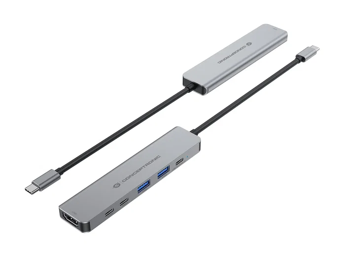 Conceptronic DONN33G Docking Station USB-C 6 en 1 Plata