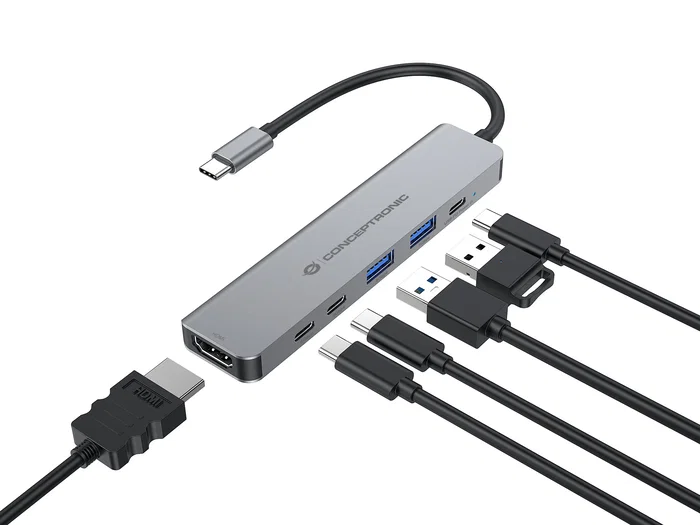 Conceptronic DONN33G Docking Station USB-C 6 en 1 Plata