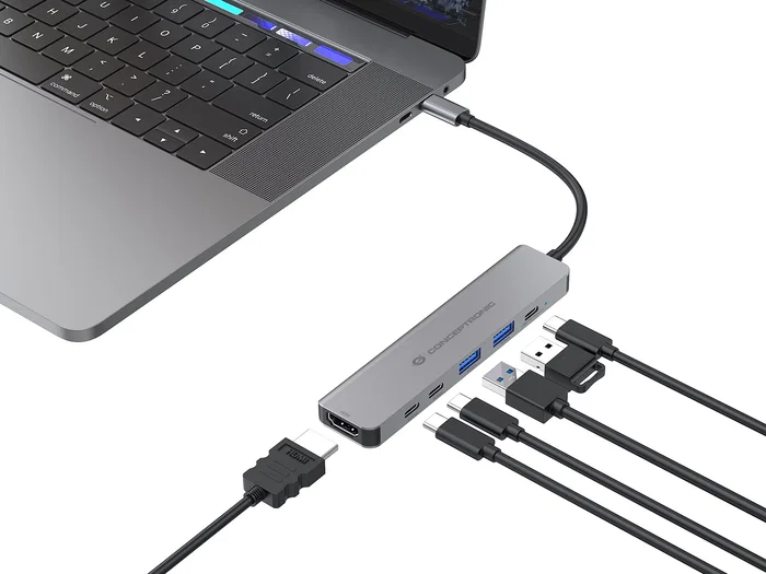 Conceptronic DONN33G Docking Station USB-C 6 en 1 Plata