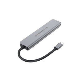 Conceptronic DONN33G Hub USB-C 6 en 1 con HDMI 4K 60Hz, Power Delivery 100W, 2x USB 3.0 y Lector de Tarjetas - Compatible con Portátil, Tablet