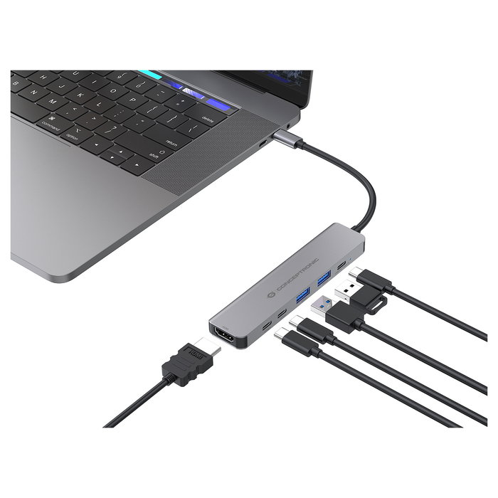 Conceptronic DONN33G Dock USB-C a HDMI/2xUSB-A/2xUSB-C con Power Delivery 100W y 5Gbps de Velocidad de Transferencia
