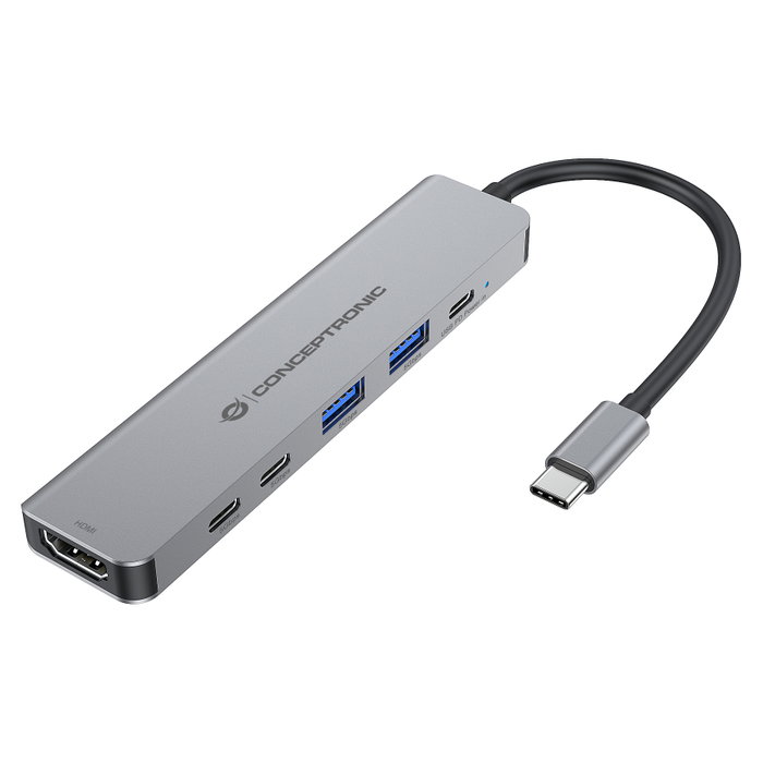 Conceptronic DONN33G Docking Station 6 en 1 USB-C con HDMI 4K y Power Delivery 100W